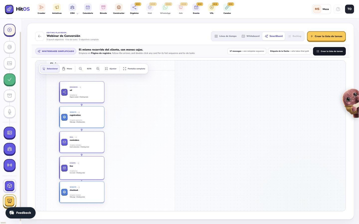 Actual screenshot of Funnel Lab in HitOS. Mesa Studio · Conversion webinar.